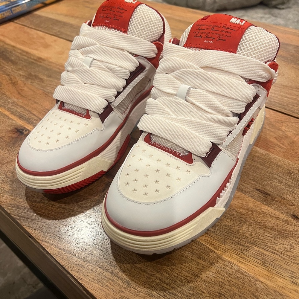 AMIRI Burgundy and White Sneakers